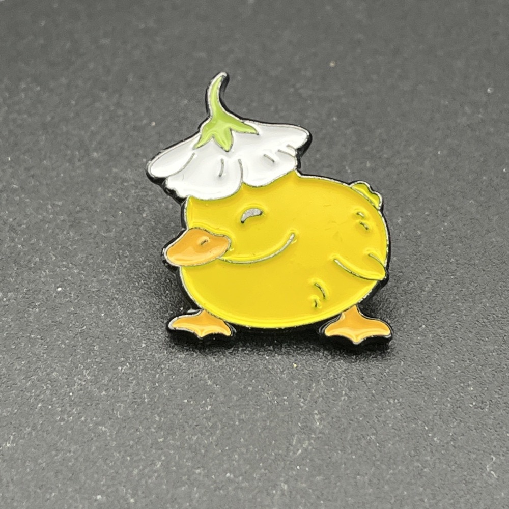 Cute‎ Duck Duckling Flower On Head Lapel Hat Pin